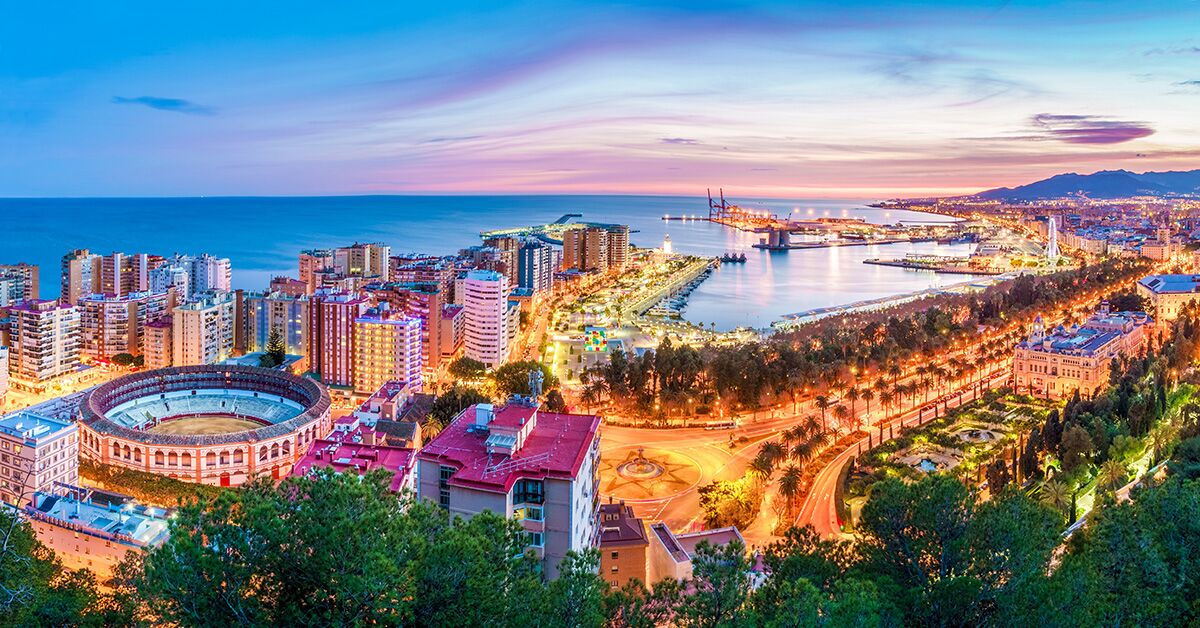 Malaga city and port view from Gibralfaro