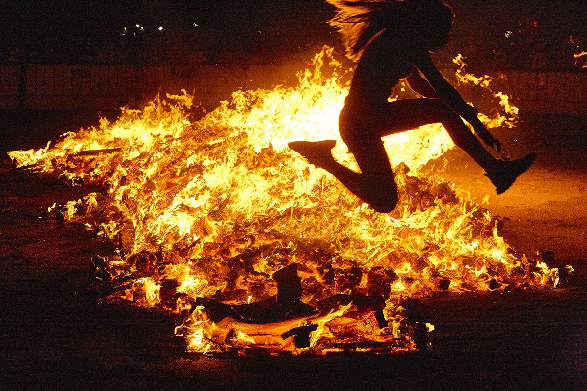 Jumping to bonfire on San Juan